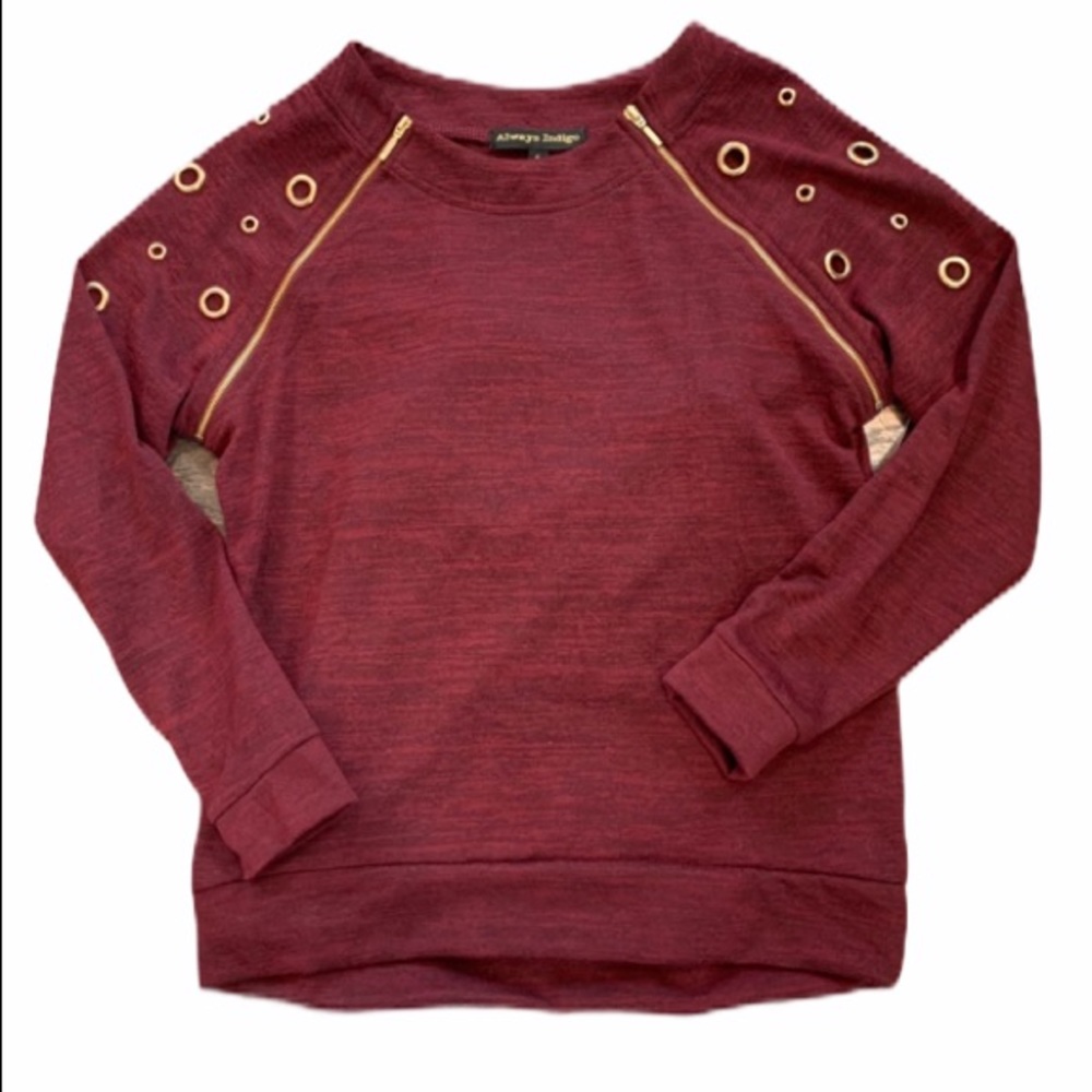🍍🆕 Always Indigo Maroon/Gold Zipper Sweatshirt S